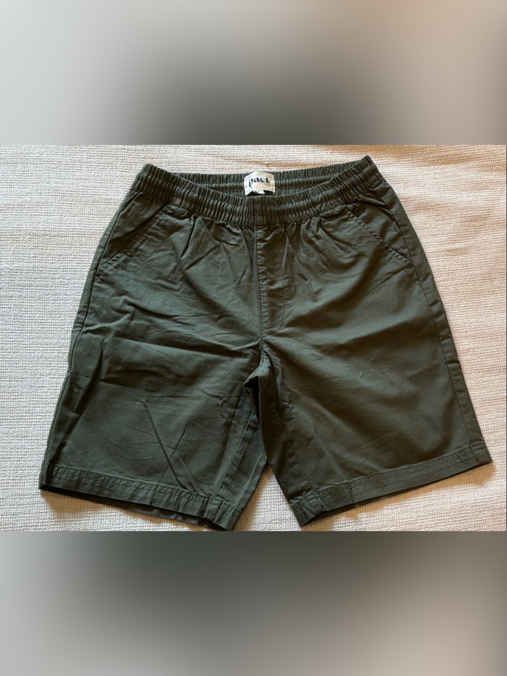 Pact Men's Twill Shorts in Olive Green